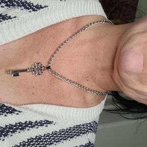 Necklace Silver Tone Stainless Steel Ornate Key Unique Gift Handmade Brand New